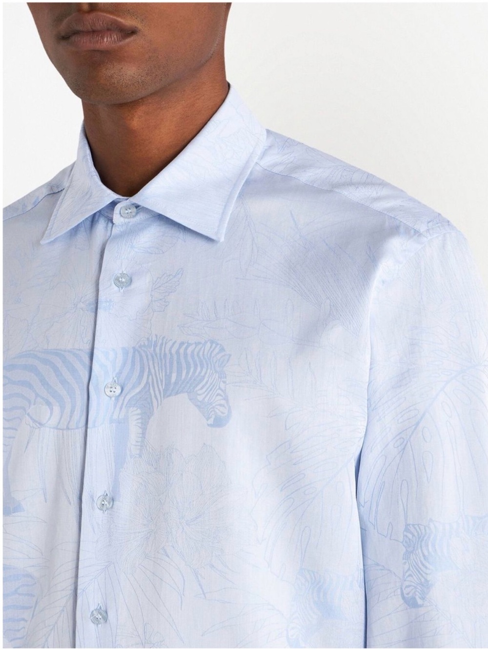 Etro Light Blue Printed Zebra Dress Shirt